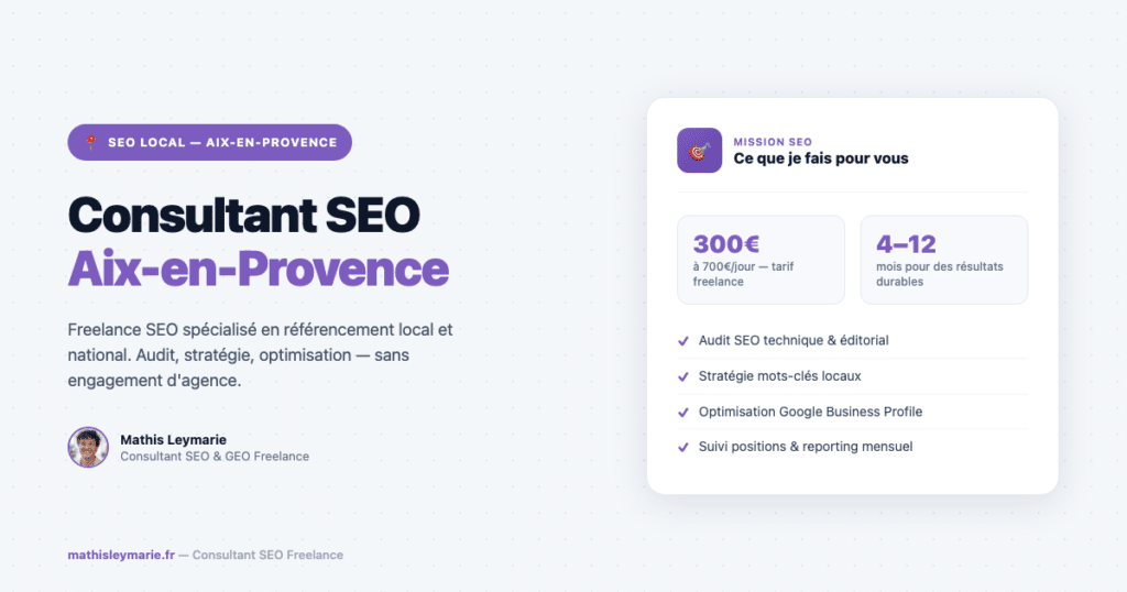Consultant SEO Aix-en-Provence — Freelance SEO Local