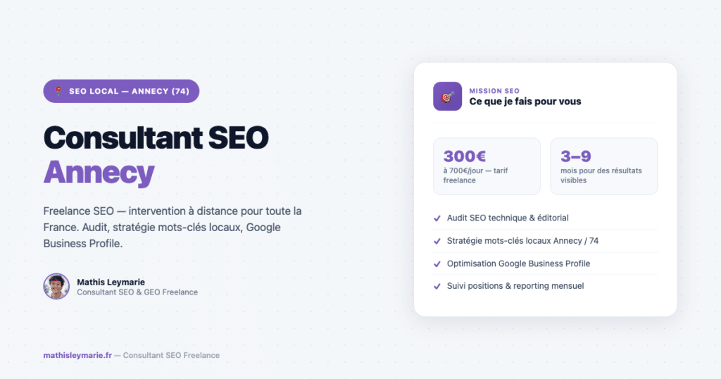 Consultant SEO Annecy : améliorer votre visibilité locale (Haute-Savoie)