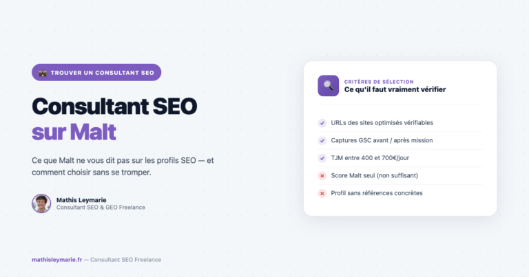Consultant SEO Malt : ce qu&rsquo;il faut vraiment vérifier avant de recruter