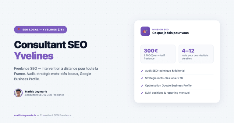 Consultant SEO Yvelines — Freelance à distance pour le département 78