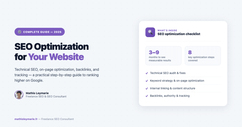 SEO Optimization for Website : guide complet pour optimiser votre site (2025)