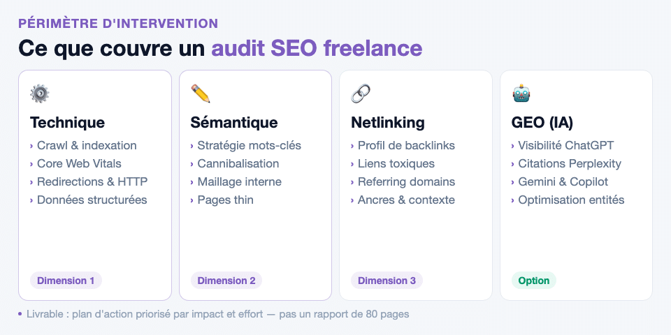 Ce que couvre un audit SEO freelance complet