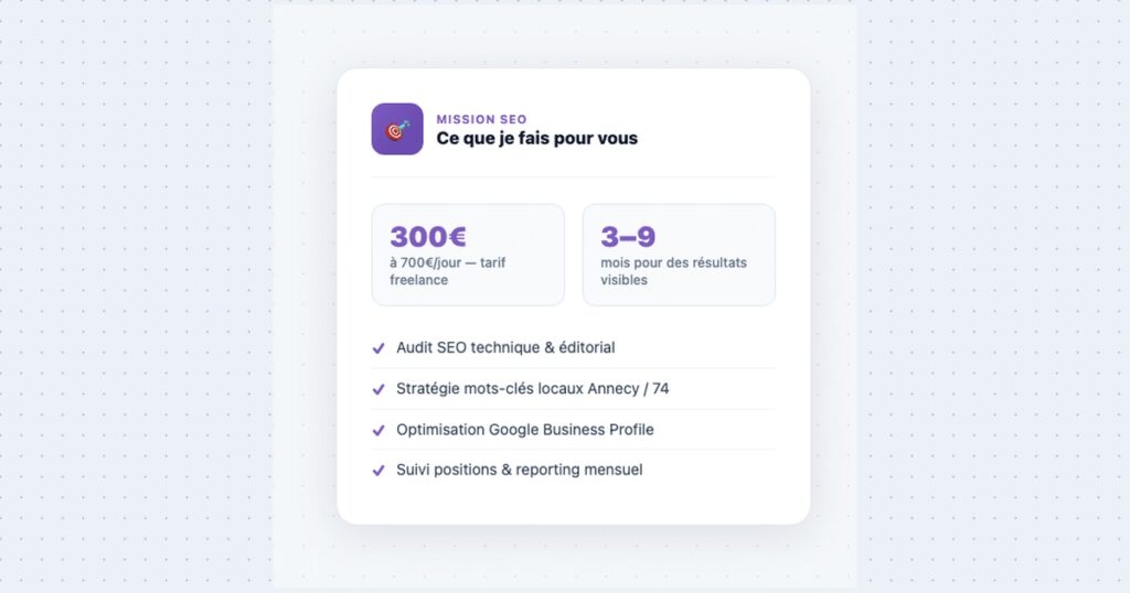 Consultant SEO Annecy : améliorer votre visibilité locale (Haute-Savoie)