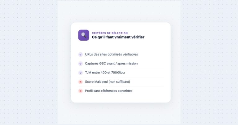 Consultant SEO Malt : ce qu&rsquo;il faut vraiment vérifier avant de recruter